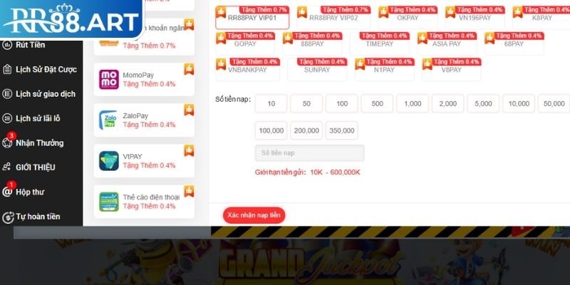 Nạp Rút Tiền RR88 – Hướng Dẫn Giao Dịch An Toàn Và Nhanh Chóng 1 Bật mí từng bước nạp tiền RR88